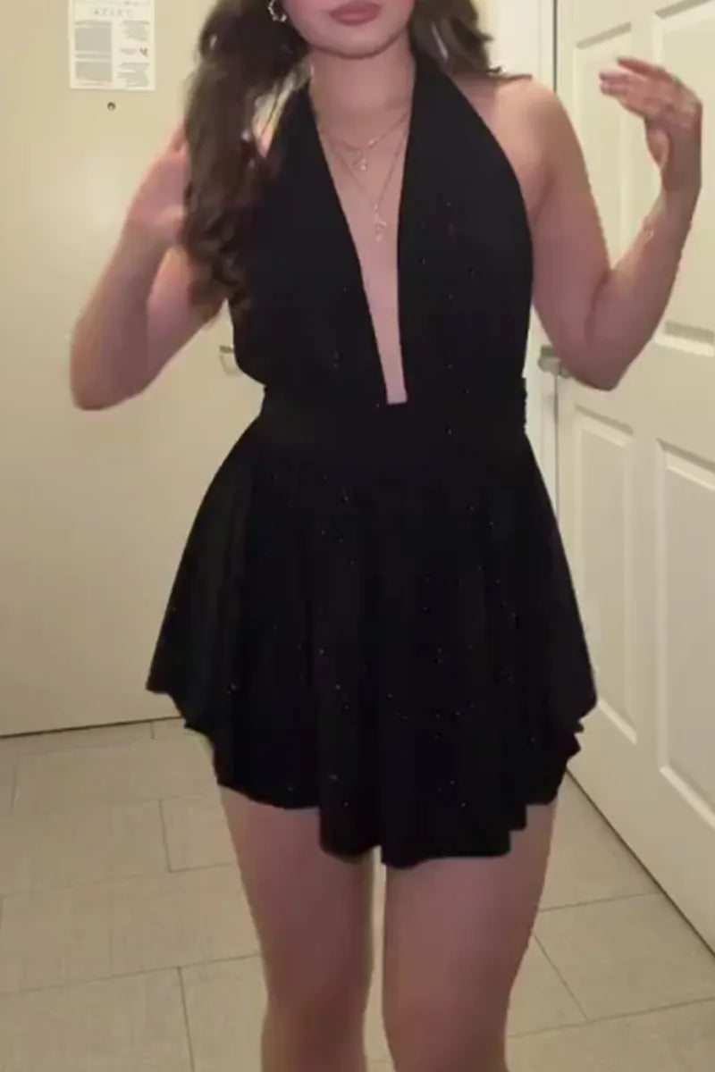 Women's Backless V Neck Party Dress