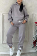 Women's Solid Color Comfort Hooded Track Suit