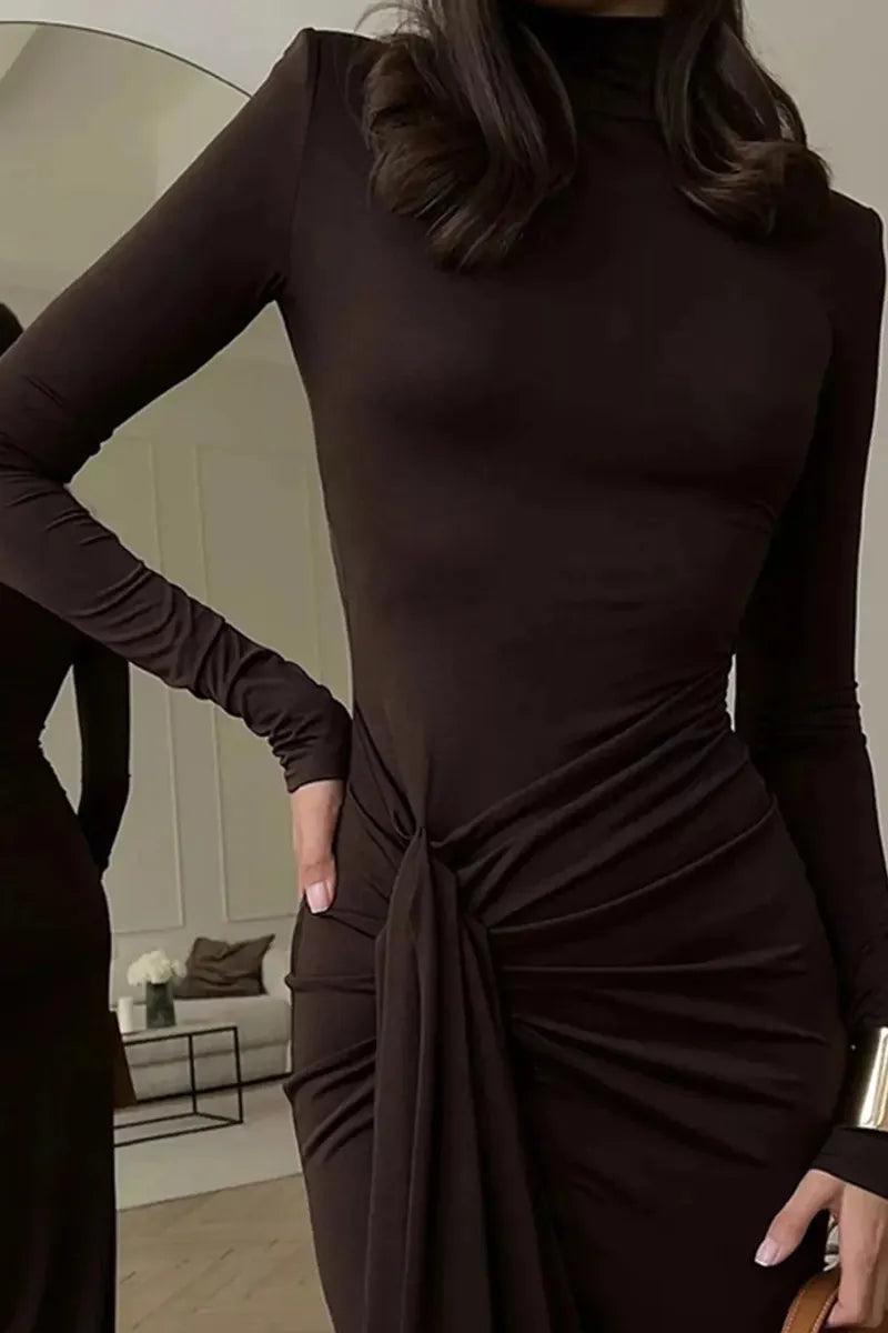 Women's Lace Up High Slit Long Party Dress