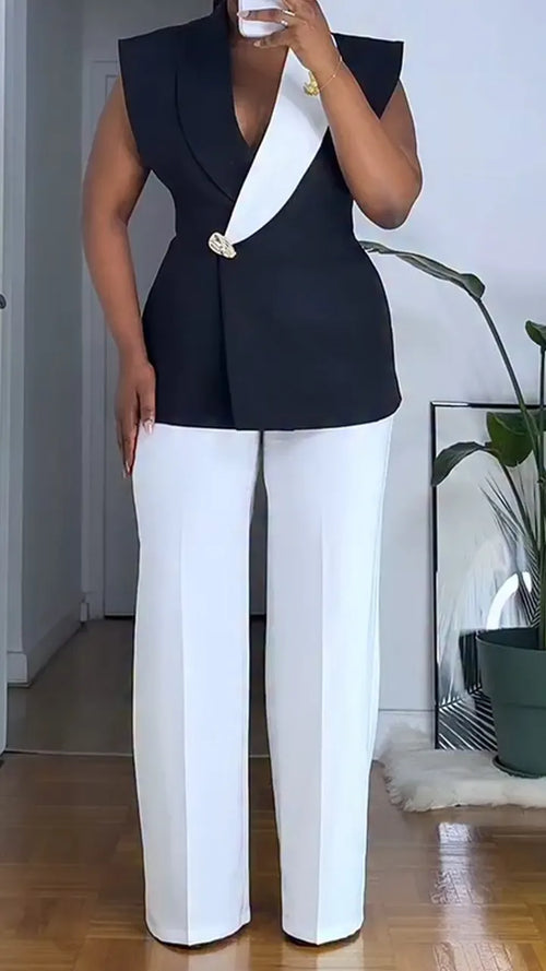 Women Collar Jacket + Pants Temperament Commuting Suit